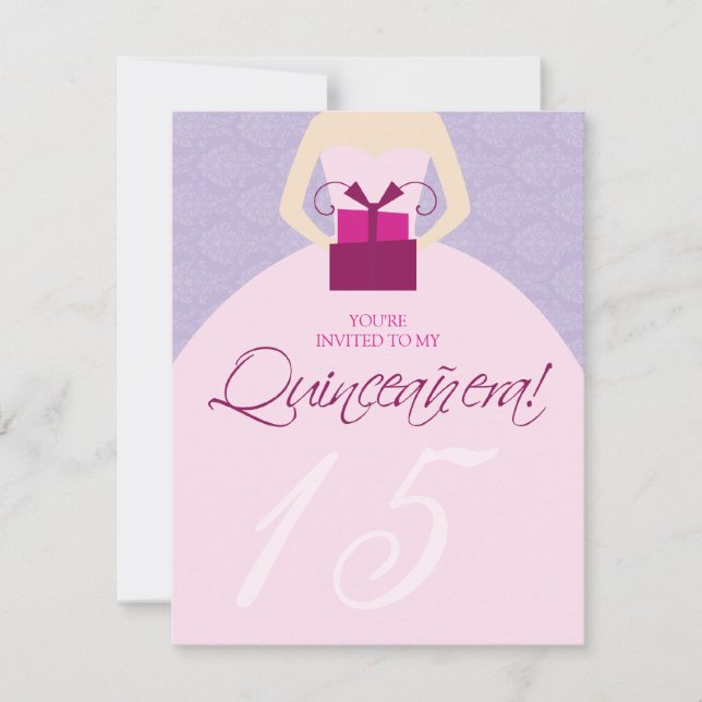 Invitación a Quinceanera (púrpura) de Fancy Ball (Anverso)
