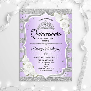 Invitación a Quinceanera Púrpura Plata