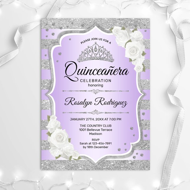 Invitación a Quinceanera Púrpura Plata (Subido por el creador)
