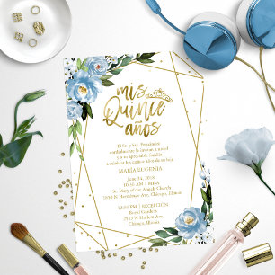 Invitación a Quinceanera Relieve metalizado dorado