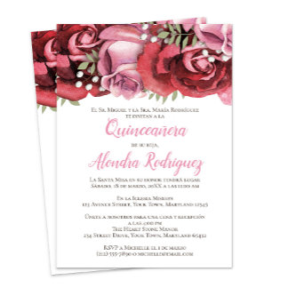 Invitación a Quinceañera Rosa