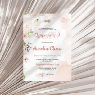 Invitación a Quinceanera Rosa de Rubor