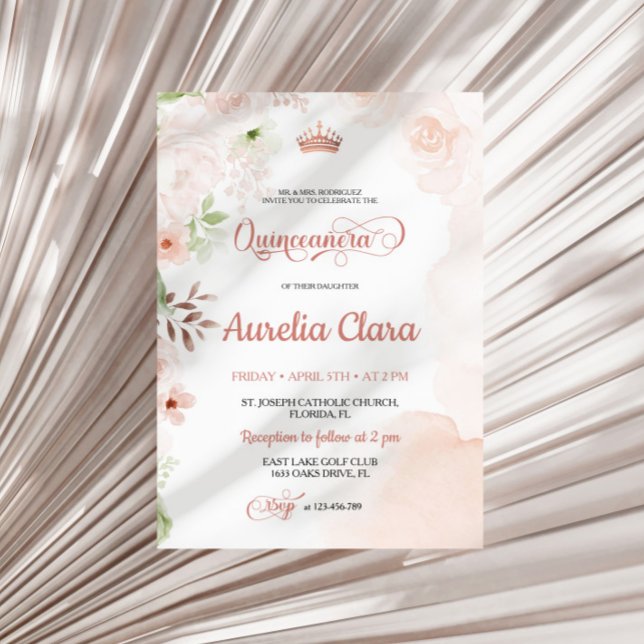 Invitación a Quinceanera Rosa de Rubor (Subido por el creador)