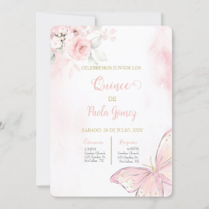 Invitación a Quinceanera Rosa de Rubor