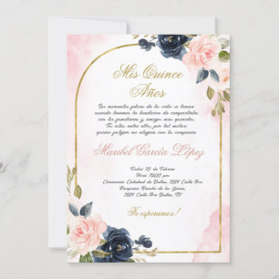 Invitación a Quinceanera Rosa en español