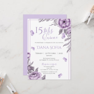 Invitación a Quincenera de Floral Púrpura Español