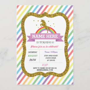 Invitación a Rainbow, Purpurina de la fiesta de cu