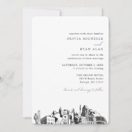 Invitación a Raleigh Boda Elegant Skyline