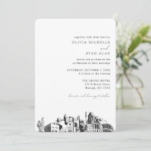 Invitación a Raleigh Boda Elegant Skyline