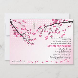 Invitación a ramas rosas con flores