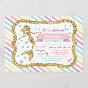 Invitación a raya arcoiris Purpurina de oro de Sir