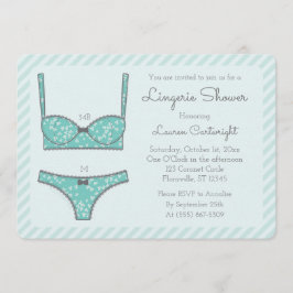 Invitación a rayas verdes con ducha de lencería