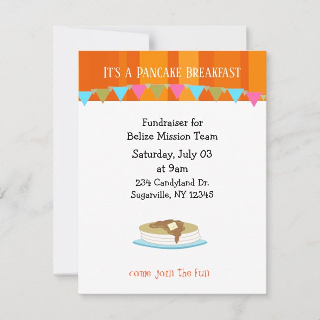 Invitación a recaudar fondos para el desayuno con  (Anverso)