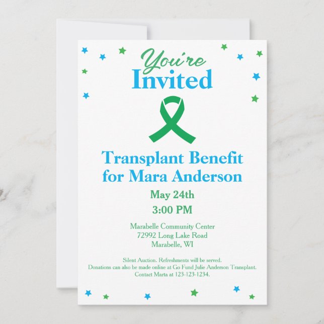 Invitación a recaudar fondos para trasplante de do (Anverso)