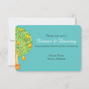 Invitación a recepción de bodas verde azuladas de 