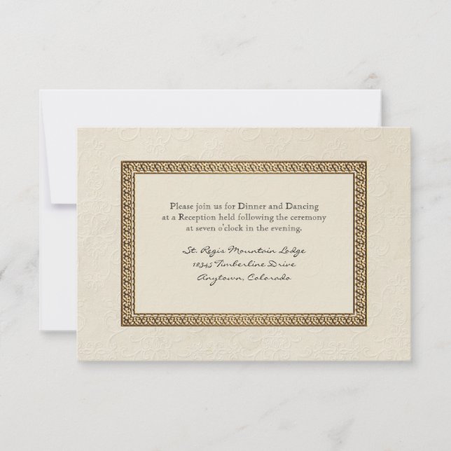 Invitación a recepción formal con floral de damasc (Anverso)