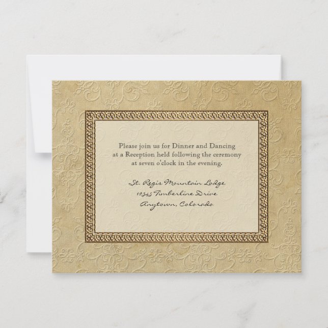 Invitación a recepción formal con floral de damasc (Anverso)