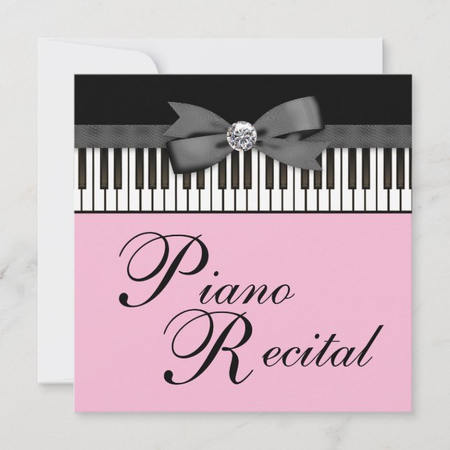 Invitación a recital con teclas de piano negras y  (Anverso)