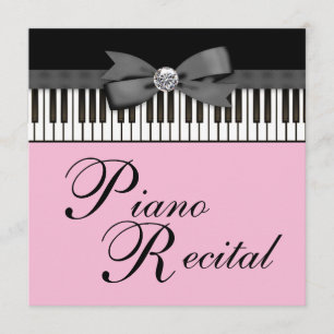 Invitación a recital con teclas de piano negras y 