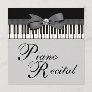Invitación a Recital de Teclas de Piano en Blanco 