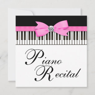Invitación a Recital de Teclas de Piano Rosadas, N