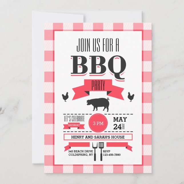 Invitación a Red Check BBQ (Anverso)