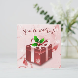 Invitación a regalo de Navidades rojos