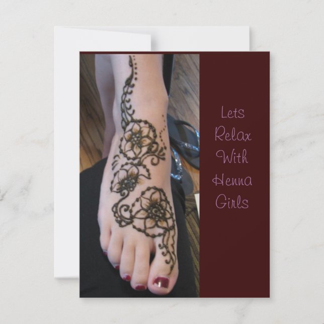 Invitación a relajar el tiempo de henna (Anverso)