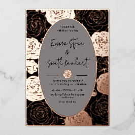 Invitación a Relieve metalizado de Boda de Rosas n