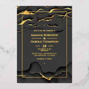 Invitación a Relieve metalizado de Boda de tinta n