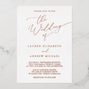 Invitación a Relieve metalizado de Boda Minimalist