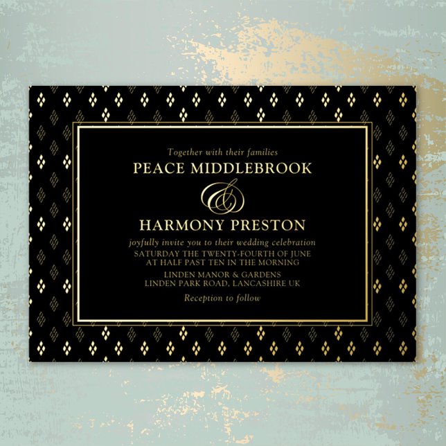 Invitación a Relieve metalizado de Boda negro con  (Subido por el creador)