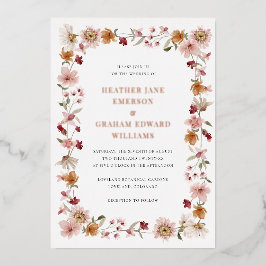 Invitación a Relieve metalizado de Boda Rústico