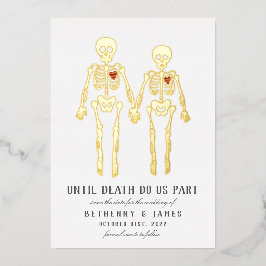 Invitación a Relieve metalizado de esqueletos romá