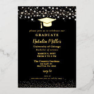 Invitación a Relieve metalizado de graduación de G
