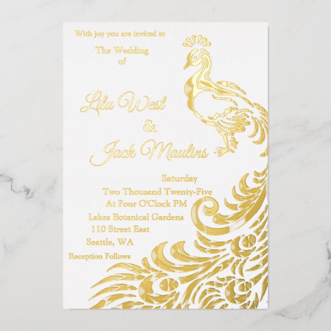 Invitación a Relieve metalizado de un gran Boda de (Anverso)