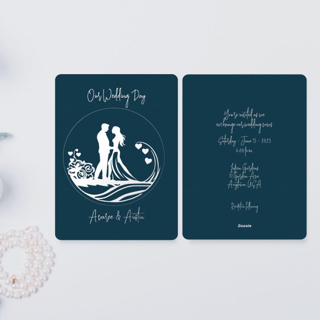 Invitación a Relieve metalizado plateado de pareja (Subido por el creador)