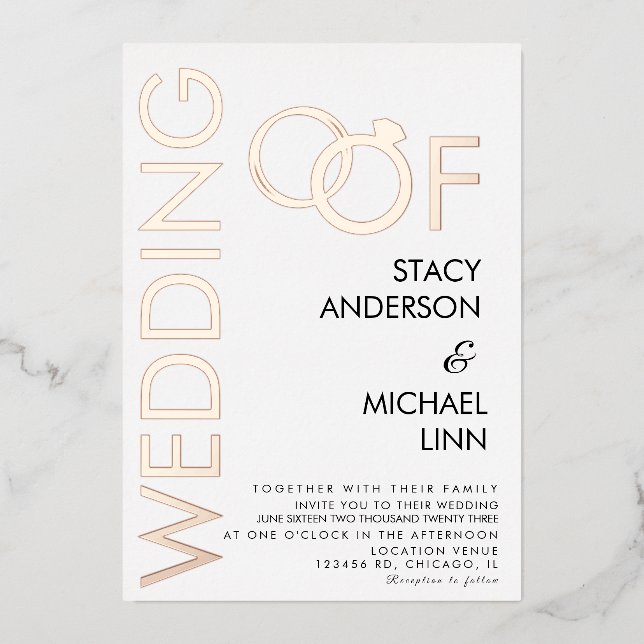 Invitación a Relieve metalizado pulsada del Boda d (Anverso)