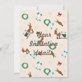 Invitación a renos y copos de nieve para hombres d