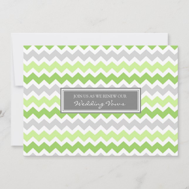 Invitación a renovación de Boda Lime Gray Chevron (Anverso)
