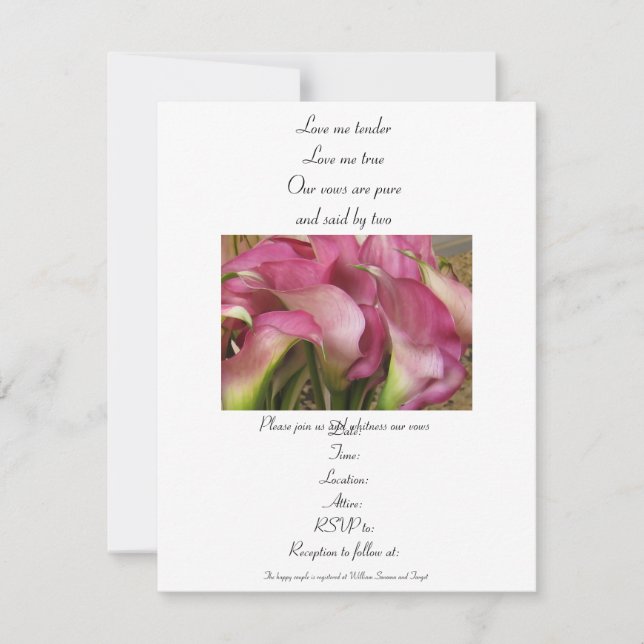 Invitación a renovación de Boda o promesa (Anverso)