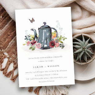 Invitación a renovación de vow de tetera floral Ro