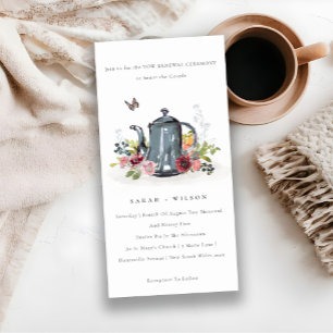 Invitación a renovación de vow de tetera floral Ro