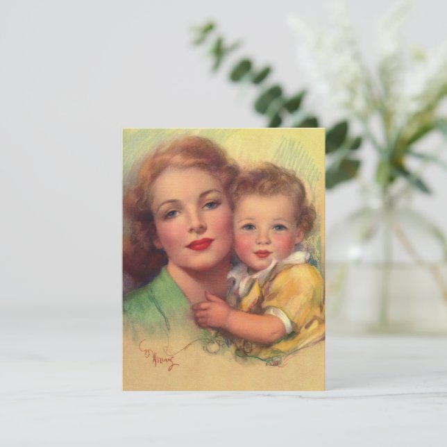 Invitación a retrato de madre y bebé (Anverso de pie)