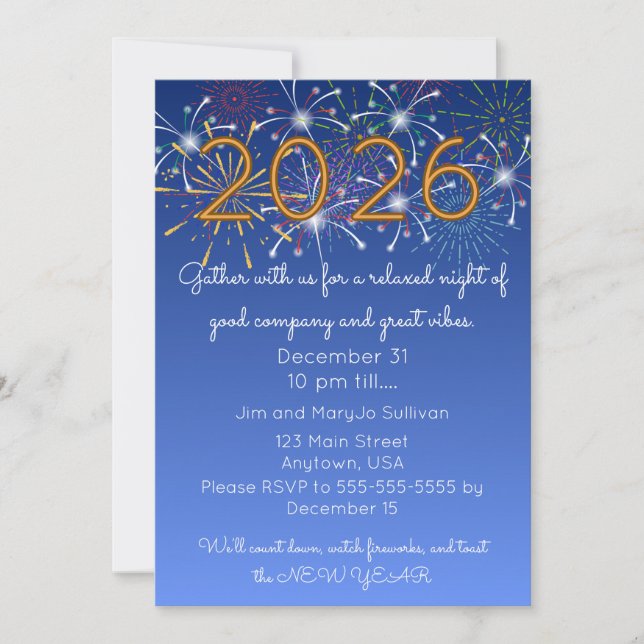 Invitación a Reunión Acogedora de Año Nuevo (Anverso)