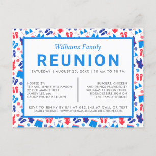 Invitación a Reunión Familiar Azul Blanco Rojo
