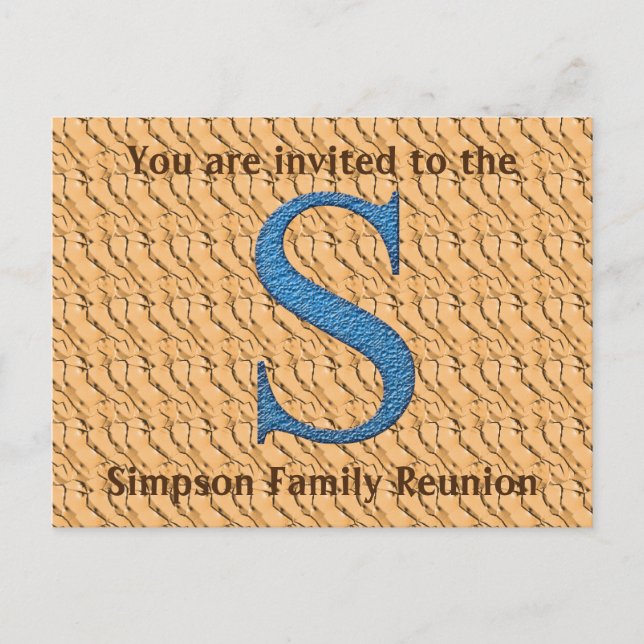 Invitación a Reunión Familiar Letra azul S Monogra (Anverso)