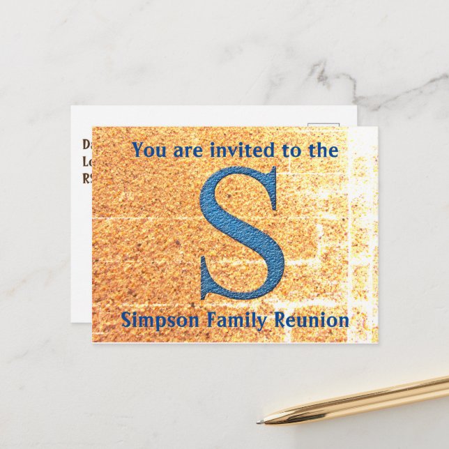 Invitación a Reunión Familiar Letra azul S Monogra (Anverso/Reverso In Situ)