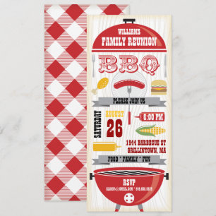 INVITACIÓN A REUNIÓN FAMILIAR PARRILLA BBQ ROJA