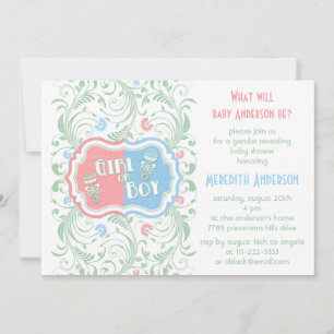 Invitación a revelación de género Bebé floral azul